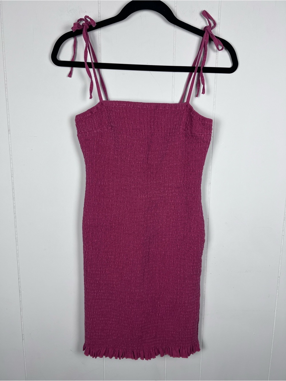 Abercrombie & Fitch Smocked Mini Dress Small Y2K Deep Cranberry Cottagecore